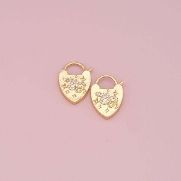 18K Gold Filled Snake Clasps,Gold Heart Shaped Padlock Clasp,for DIY Jewelry