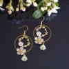 Enamel Bumble Bee Flower Golden Rhinestones Lily of the Valley Water Lily Dangle Drop Silver Stainless Sterling Hooks - Image 3